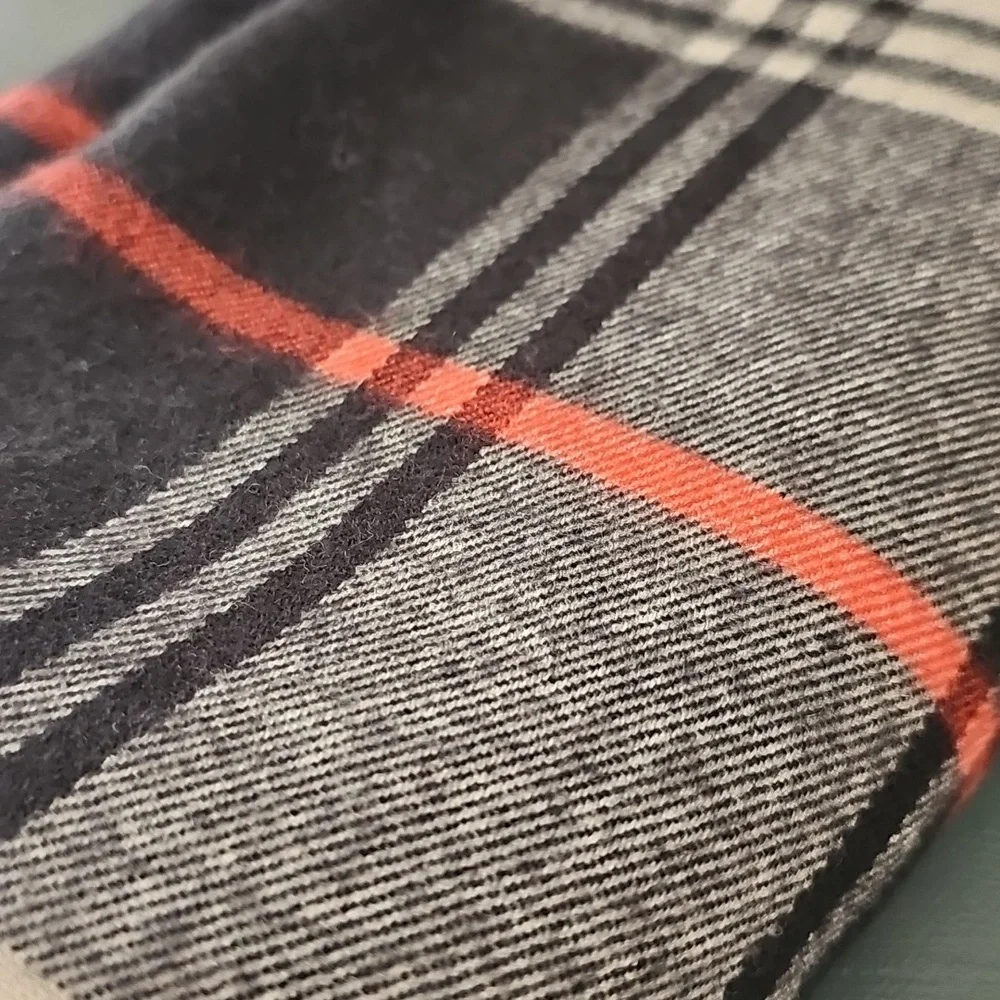 Plaid Black and White Scarf with Red‎ Accents. 25